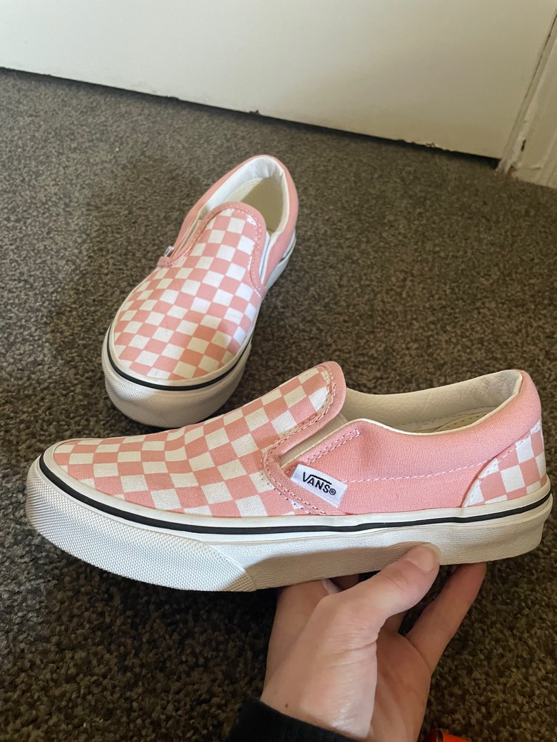 Pink n White checkered vans Women s Fashion Shoes on Carousell