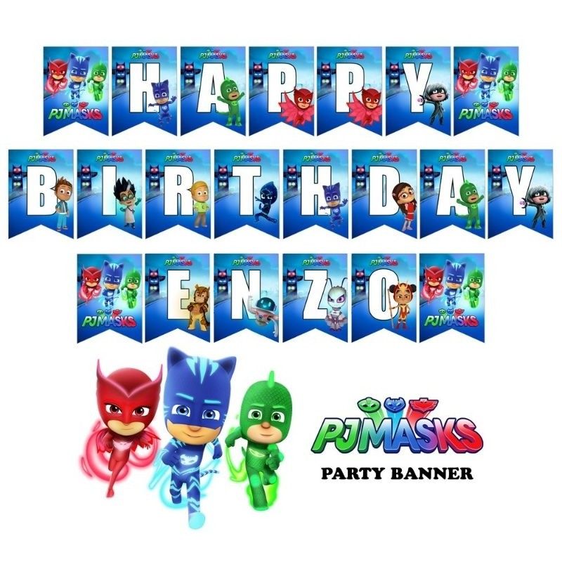 PJ Masks Birthday Party Banner Decoration Personalized, Hobbies & Toys