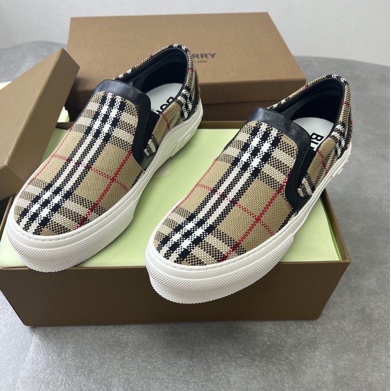 PREORDER Burberry Vintage Check Sneakers Slip On Shoes Women s Fashion Footwear Sneakers on Carousell