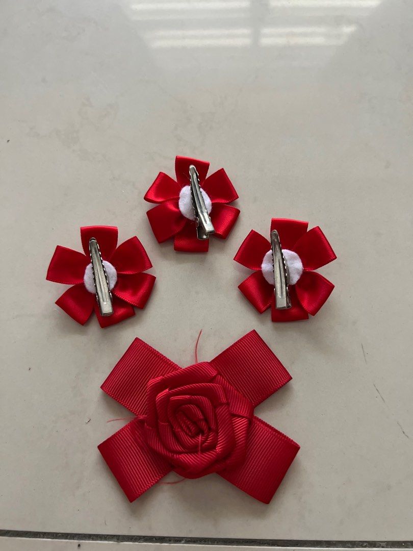 Red Flower Pins, Babies & Kids, Babies & Kids Fashion on Carousell