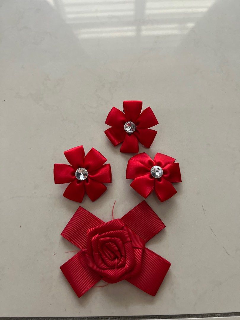 Red Flower Pins, Babies & Kids, Babies & Kids Fashion on Carousell