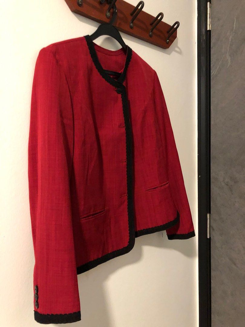 Red best sale lace jacket