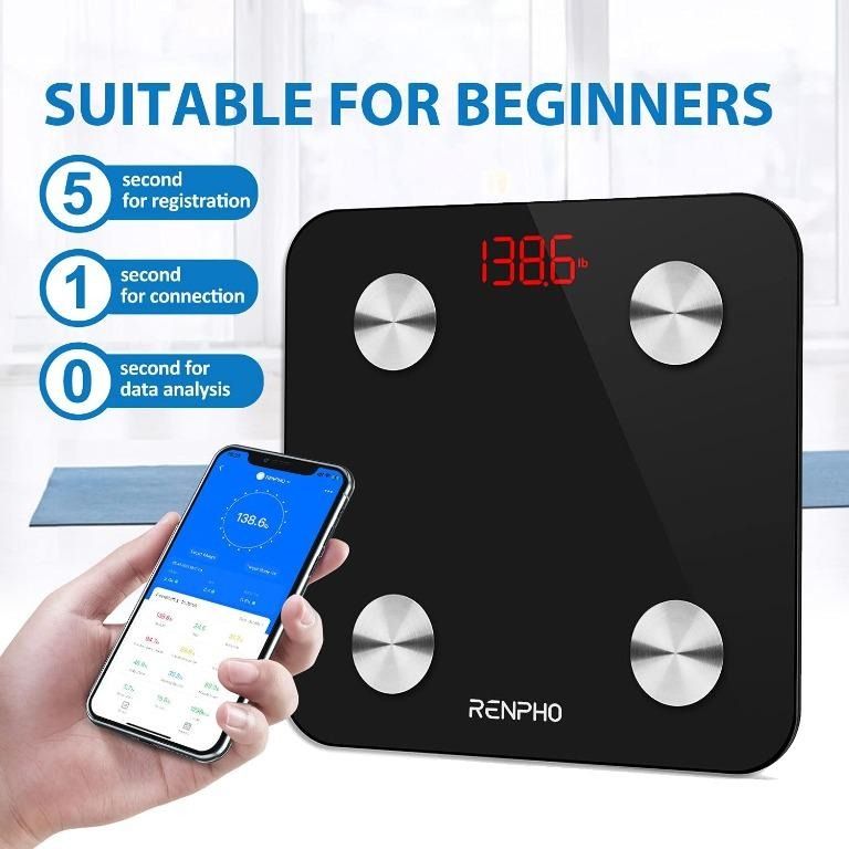 RENPHO ES26BBB Smart Bathroom Scale, Bluetooth Body Fat Monitor