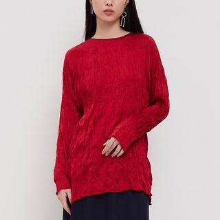 Shopatvelvet Sateen Textura Long Sleeves Red