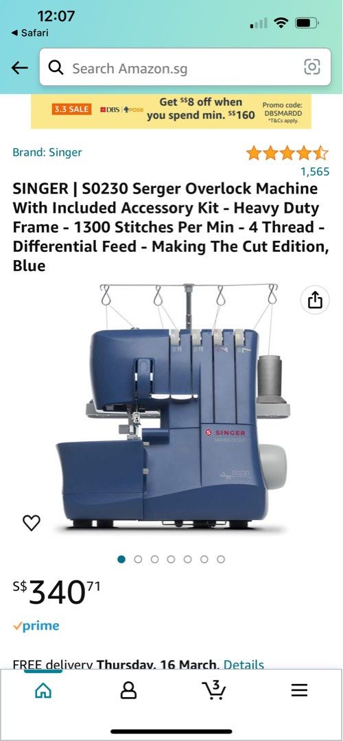 SINGER S0230 Serger Overlock Machine, TV & Home Appliances, Other