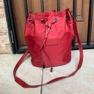 Slingbag serut merah lipault nylon mix kulit asli