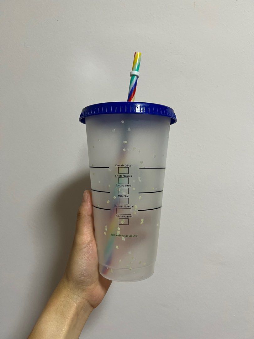 Starbucks Plastic Straw cup with lids, Furniture & Home Living