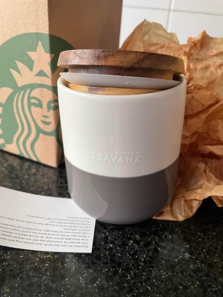 TEAVANA Starbucks Mug with Wooden Cup Furniture Home Living