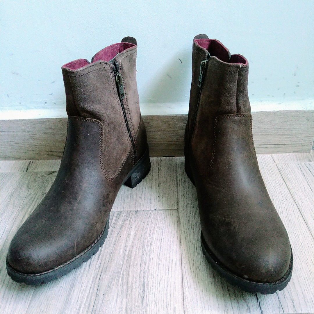 Timberland Dark Chocolate Broken Leather Suede Boots Shoes