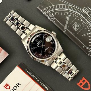 大全套帝舵Tudor Prince Date + Day 76214 王子日曆型 36MM 白金閃圈 黑面 收藏級 已停產