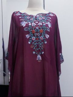 Tunik ungu bordir cantik