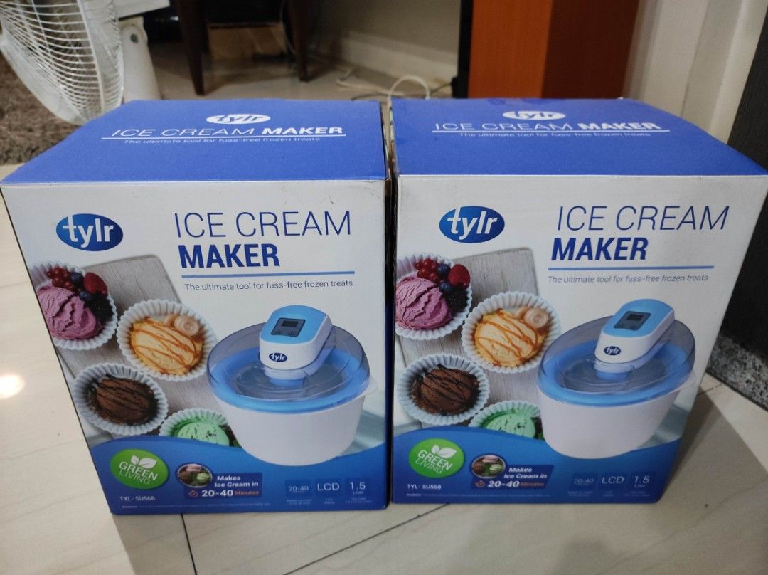 TYLR Ice Cream Maker (Category: Cookware & Accessories) located in Quezon City. Submitted by pauleenvenus (Listing ID 1218442118, Image 1). Description: Bought for Php 4,580 on June 2020 as seen on last screenshot. Selling 1 item for 1300 nalang. LAST PRICES NA PO ITO. No issues, tambak nalang dito since 2020 lightly used. Gumagana pa both. LOCATION: HOLY SPIRIT, QC.