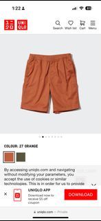 New Uniqlo Dry Stretch Easy Shorts S Size (Orange)