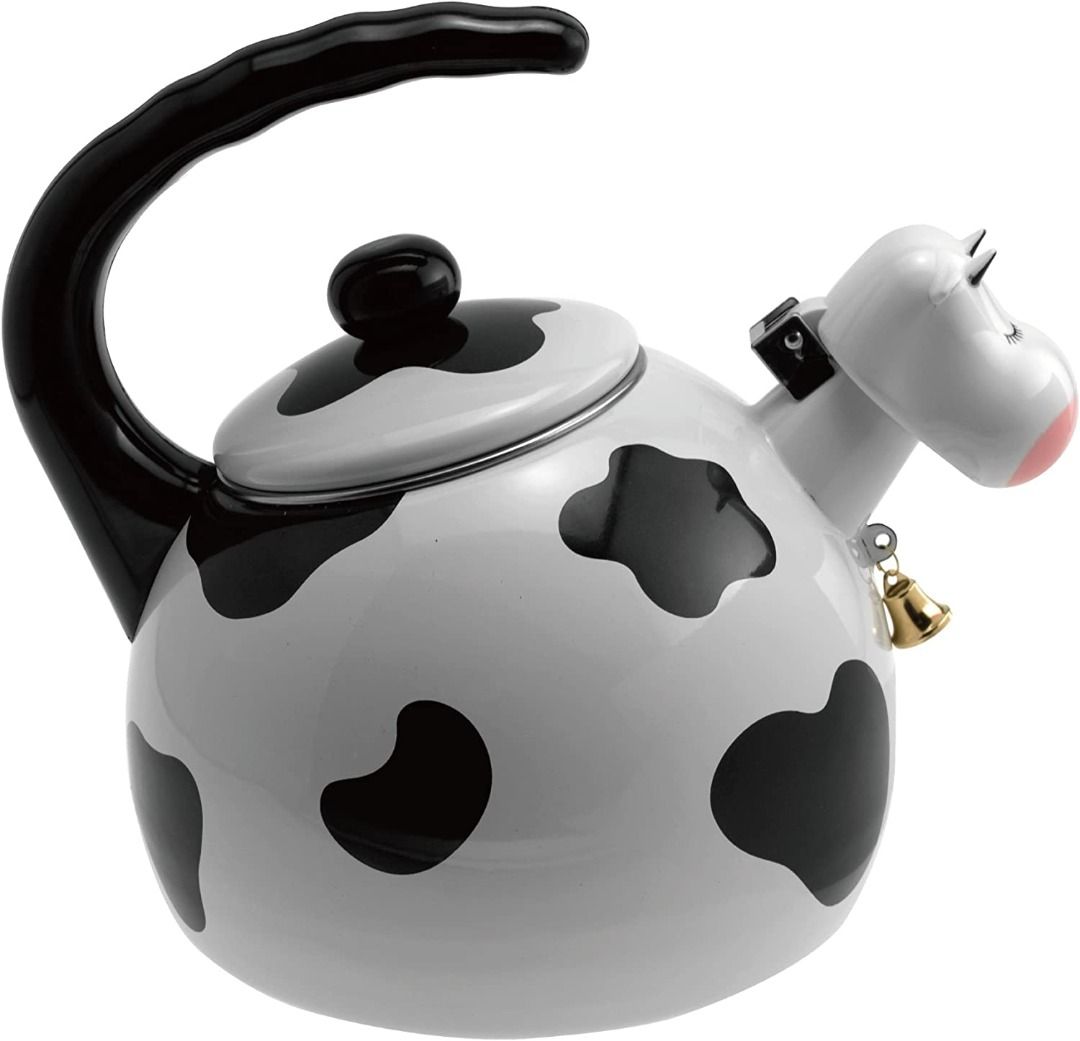 Whistling Tea Kettle for Stove Top Cow Decor Enamel on Steel