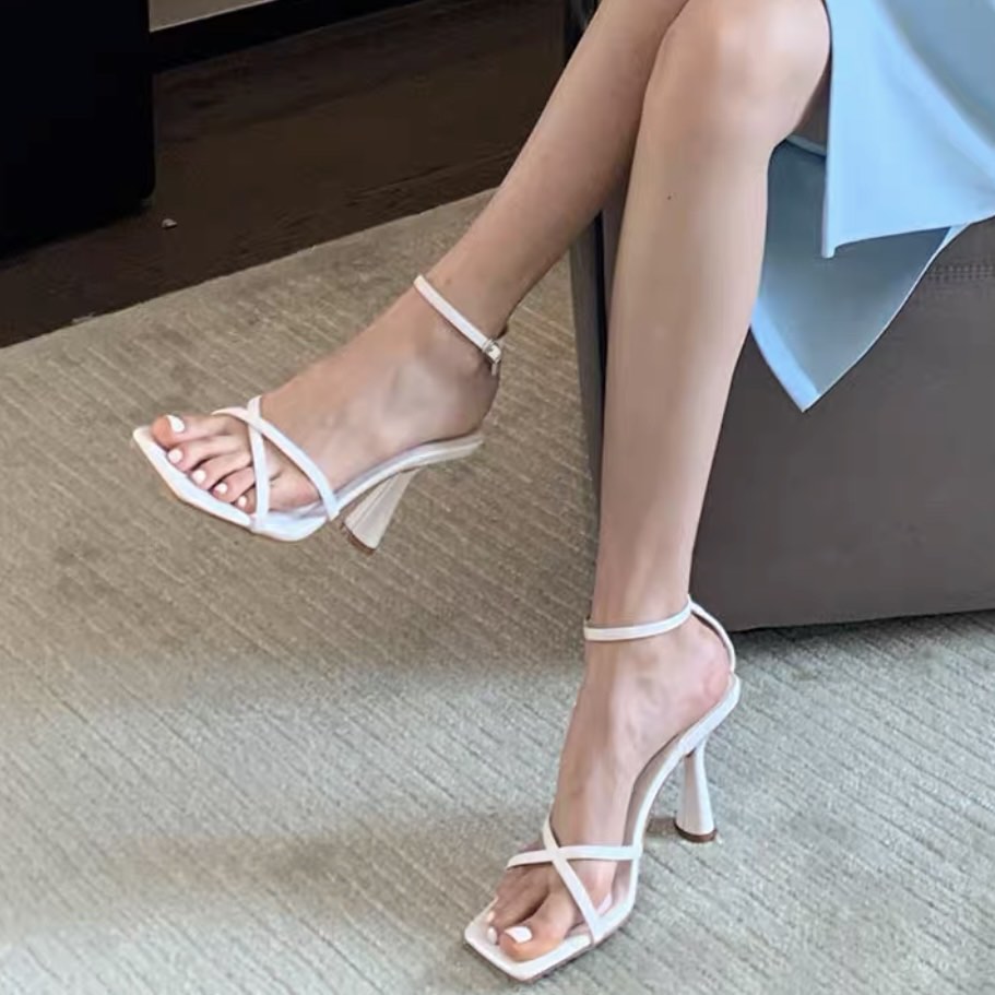 White strappy stilettos store