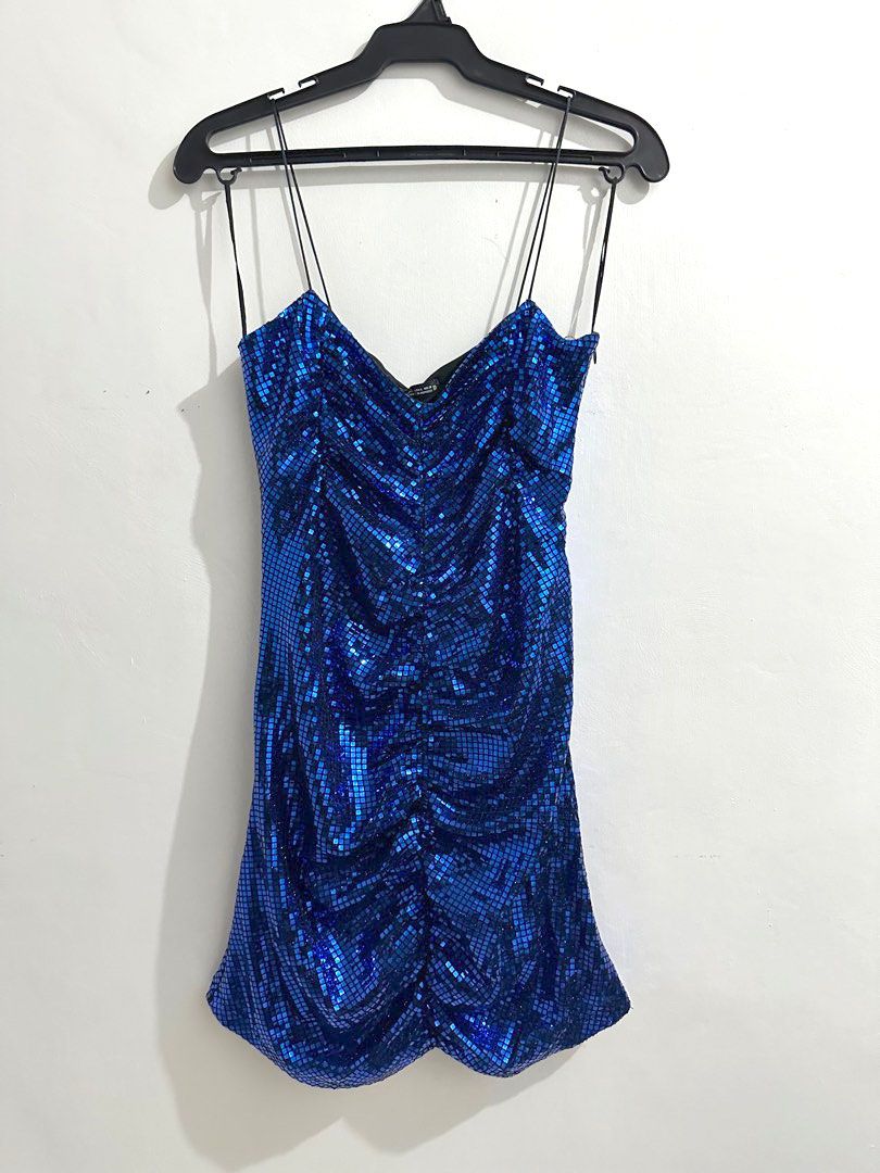 Blue sequin shop dress zara