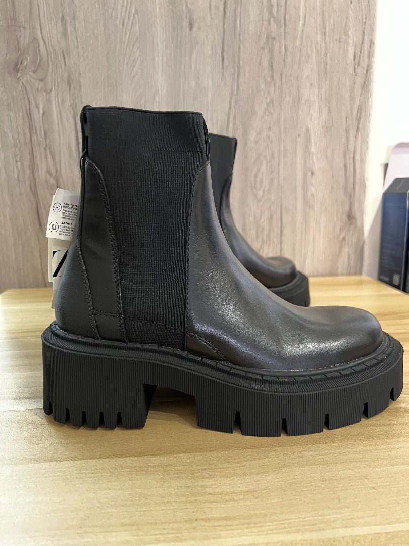 Zara women leather boots Zara Carousell
