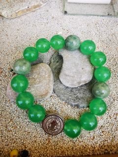 12mm authentic Jade Bracelet with Saint Benedict stainless