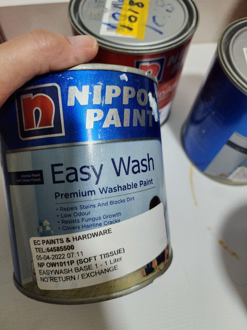 1L NIPPON PAINT EASY WASH (1011P SOFT TISSUE), Furniture & Home Living