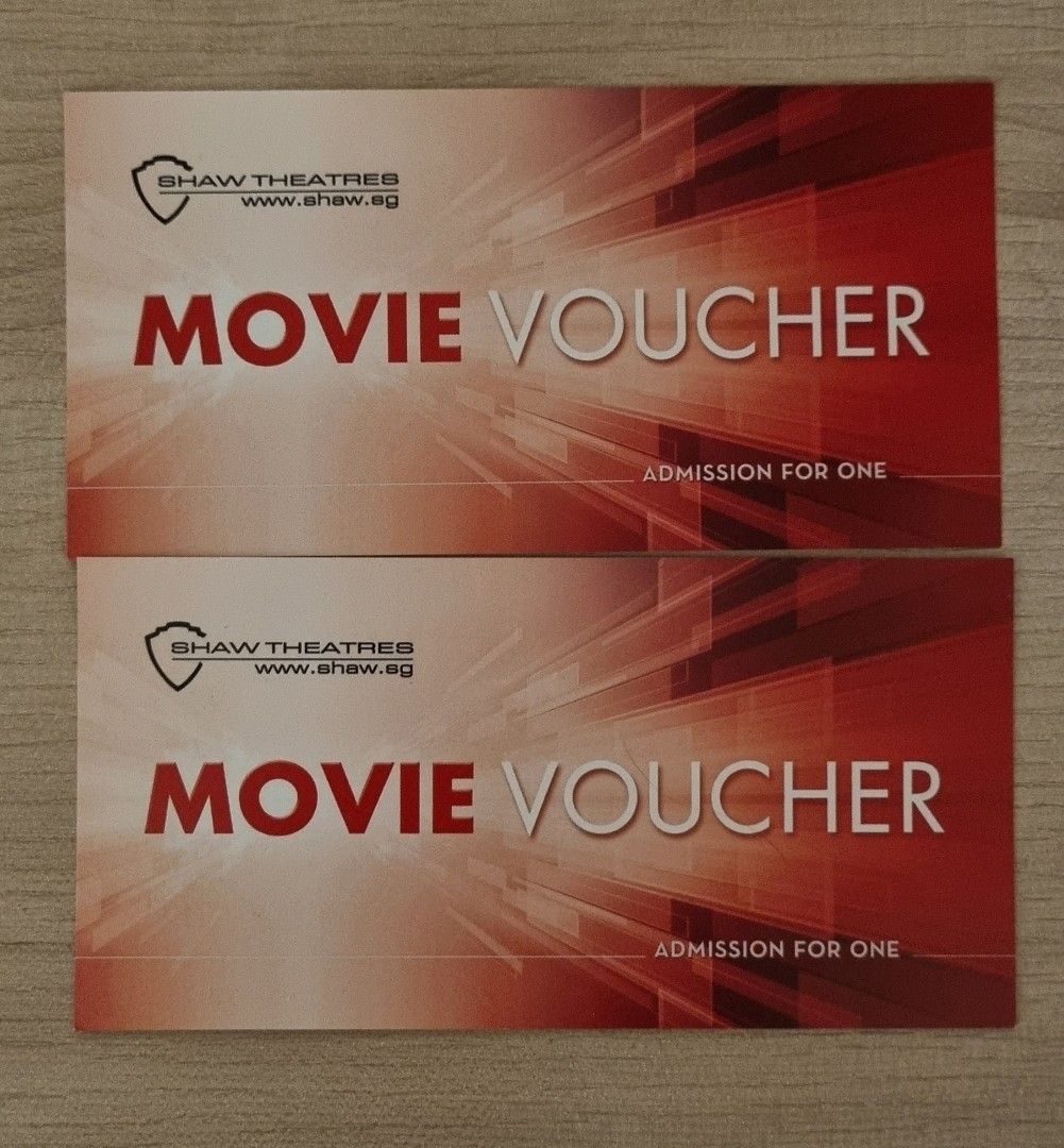2 x Movie Voucher for Shaw Theatres, Tickets & Vouchers, Vouchers on