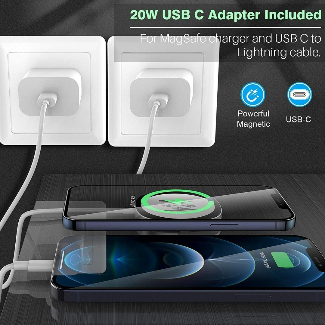 3140) KKM WIRELESS CHARGER, COMPATIBLE WITH MAGSAFE CHARGER