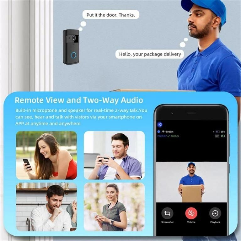 3443) V5 SMART WIFI VIDEO DOORBELL AIWIT APP WIRELESS HOME SECURITY