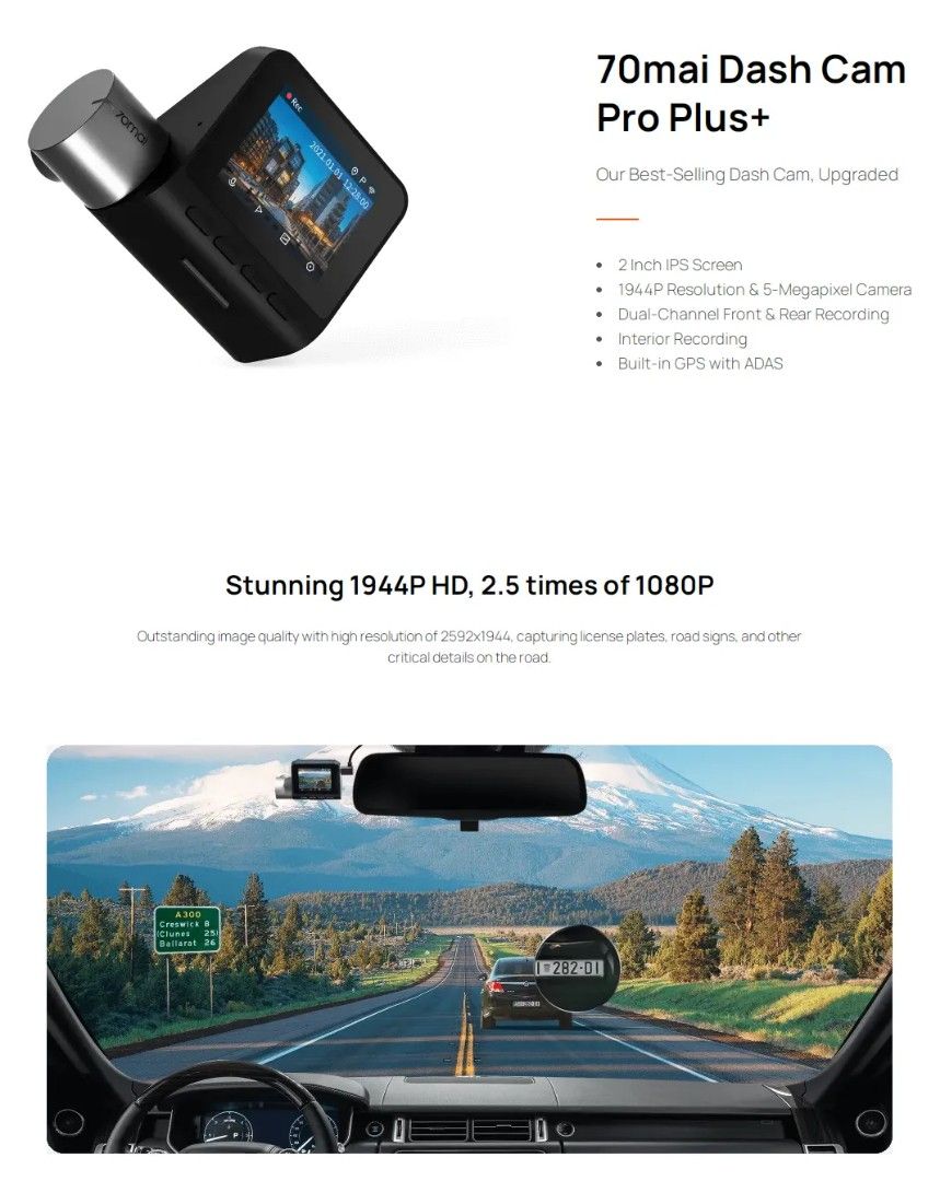 70mai Dash Cam Pro Plus + Rear Cam Set (Seal Box), Auto Accessories on ...