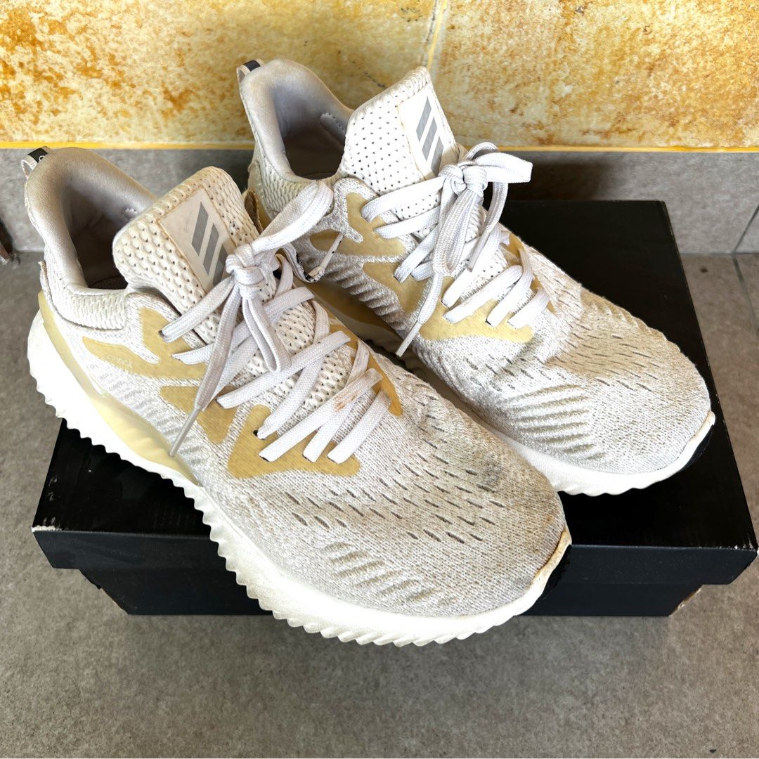 Adidas alphabounce white cheap and gold