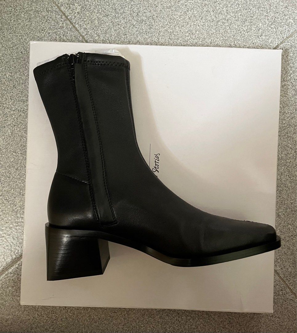 Other Stories Squared Leather Sock Boots Women s Fashion