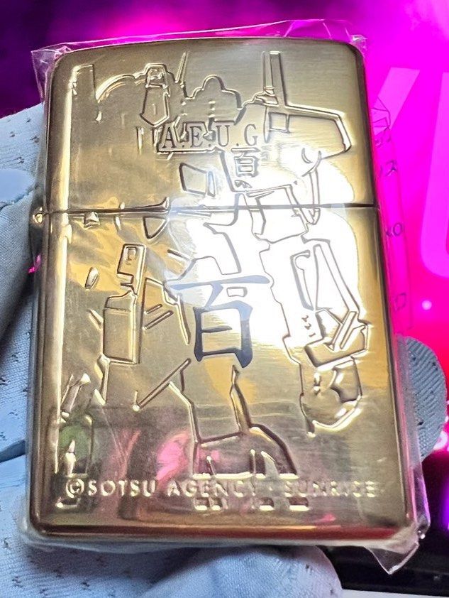 🔥 ZIPPO 🔥2003年日版機動戰士-高達AEUG 百式鍍金蝕刻限量版古董