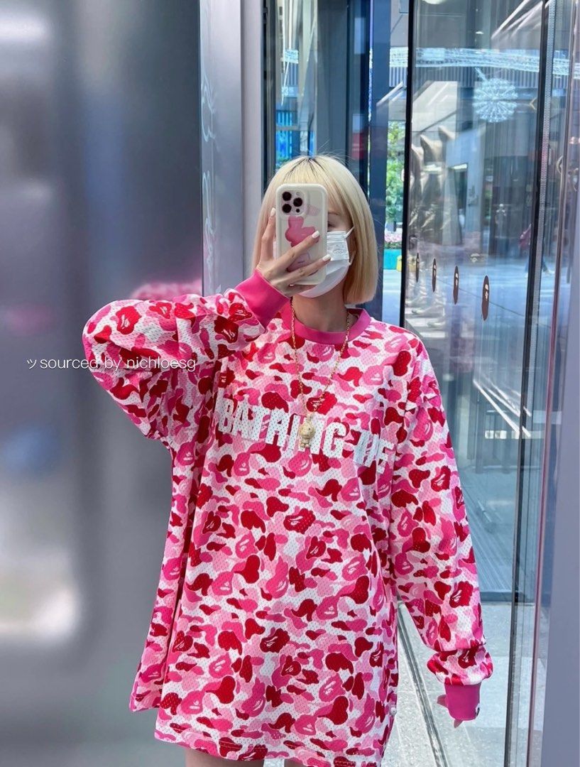 BAPE ABC CAMO MESH RELAXED FIT L/S TEE