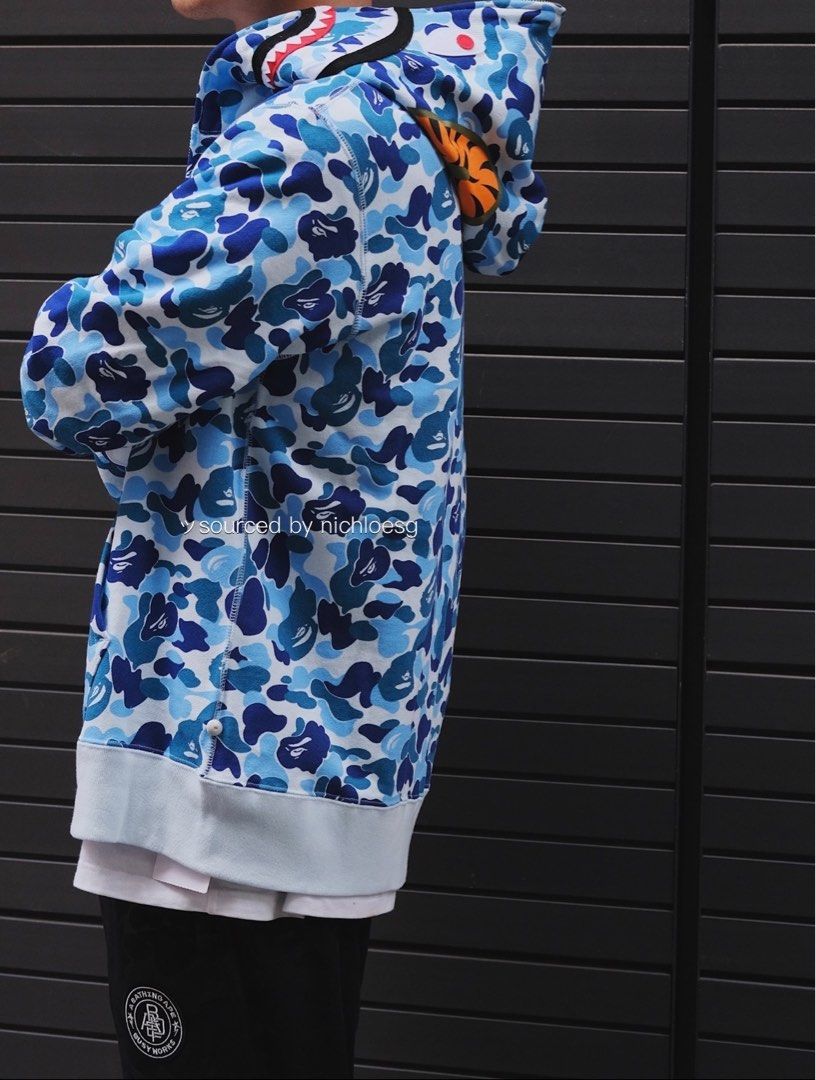 Bape Abc Camo Shark Full Zip Hoodie Blue