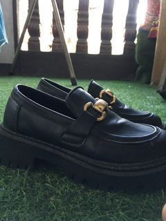 Black Platform Loafer Shoes