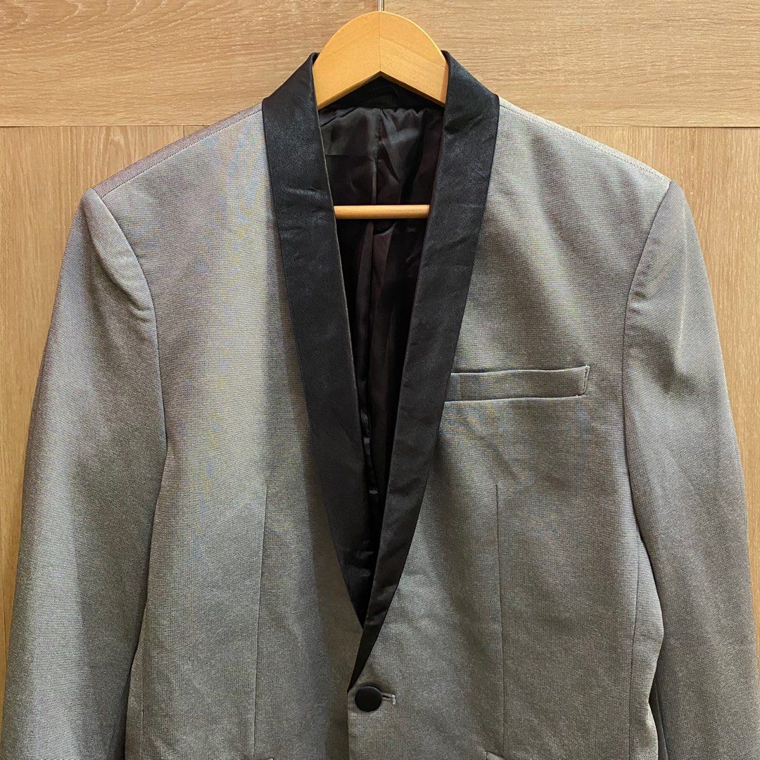 Blazer Zara Man Grey, Fesyen Pria, Pakaian Baju Luaran di Carousell