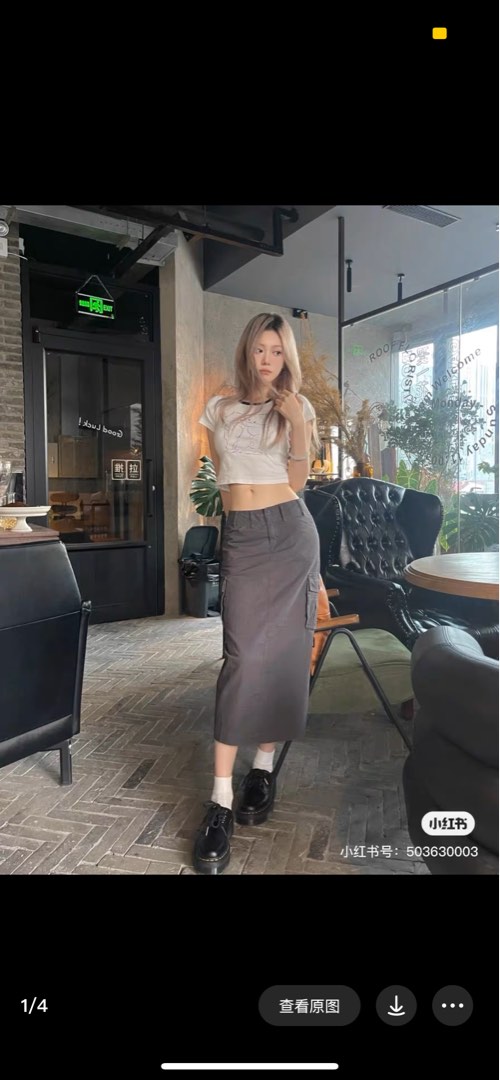 brandy melville dress & skirts kenzie, mini cargo skirts, denim mini skirt, Women's Fashion