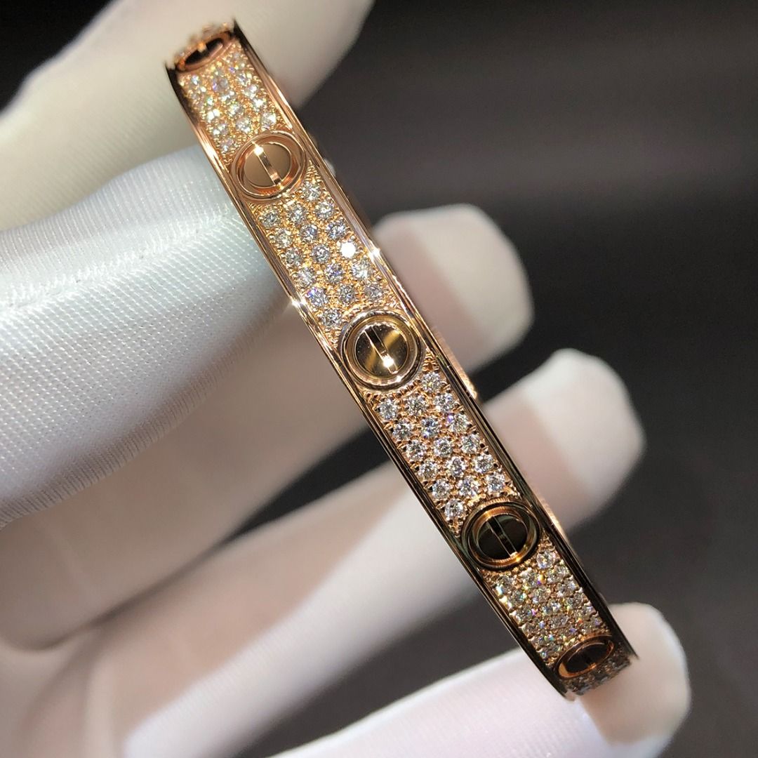 18K Pink Gold Cartier Love Bracelet 204 Diamond-Paved N6036917