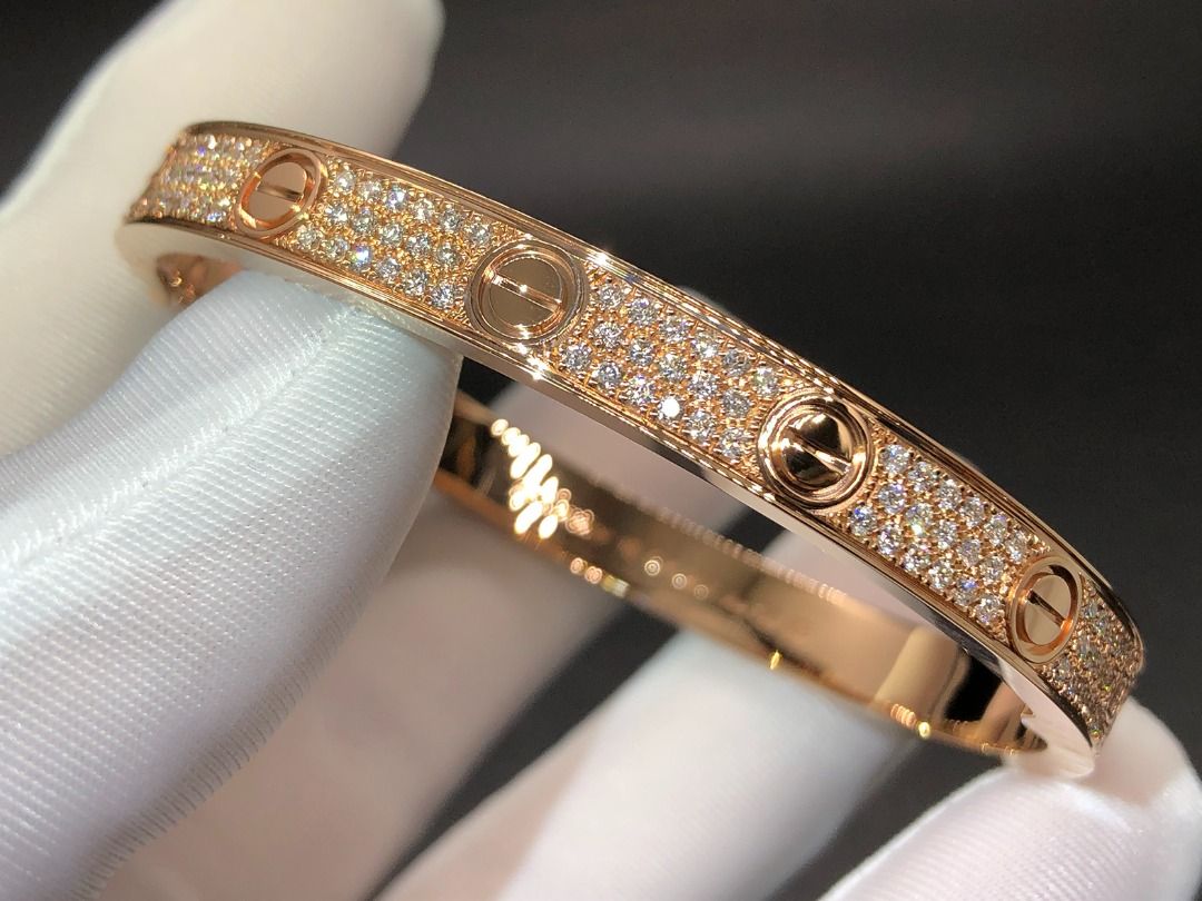 18K Pink Gold Cartier Love Bracelet 204 Diamond-Paved N6036917