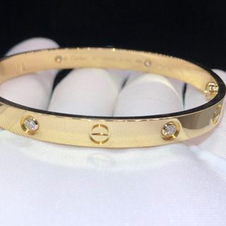 Cartier 4 Diamonds LOVE Bracelet in 18k Yellow Gold size 17