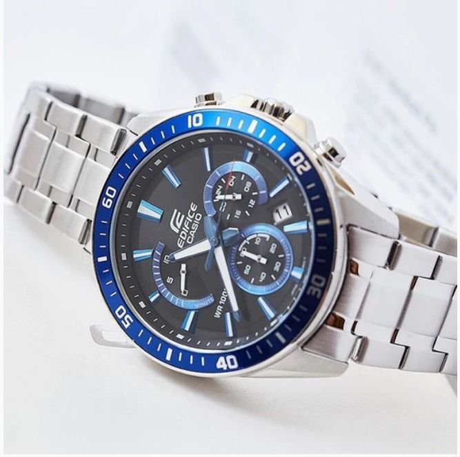 Casio Edifice EFV-620D-1A2 Blue Fashion, Chronograph Watches Watches Carousell Men\'s EFV-620D, & Steel Casual Accessories, on Quartz Stainless Analog Watch Men\'s Sporty