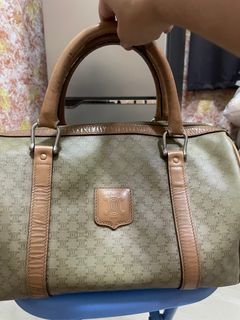 At Auction: Celine Macadam Coated Canvas Small Boston Bag