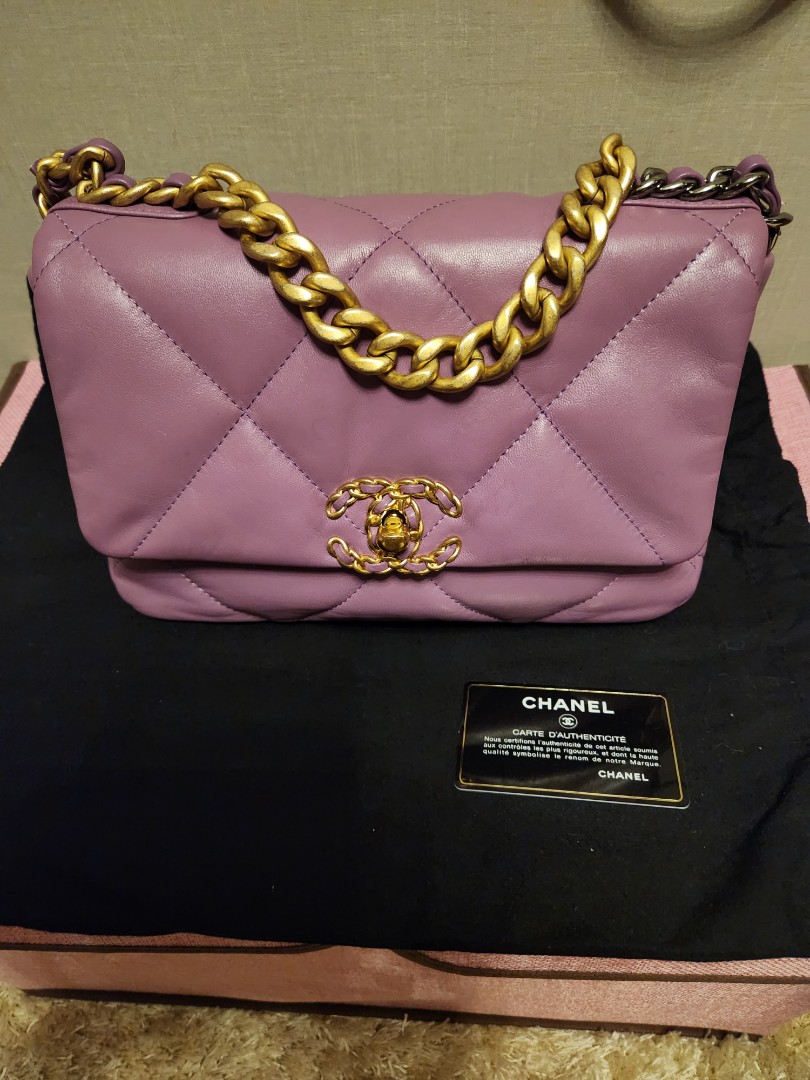 Chanel 19 purple chevre quilted, Luxury, Bags & Wallets on Carousell