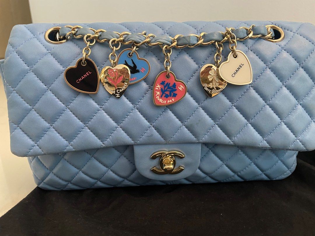 Chanel Valentine Crystal Hearts Flap Bag Quilted Lambskin Medium