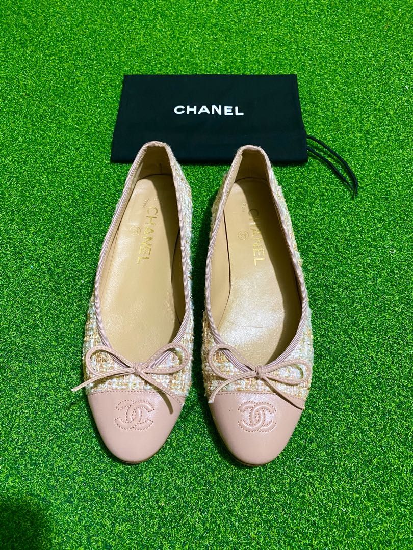 Chanel tweed ballet flats, Luxury, Sneakers & Footwear on Carousell