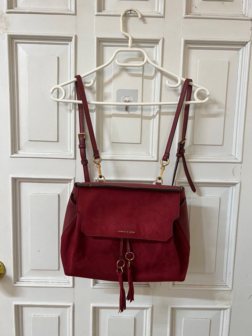 Charles Keith suede backpack Luxury Bags Wallets on Carousell