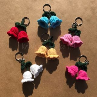 Crochet Flower Lily of the Valley Keychain