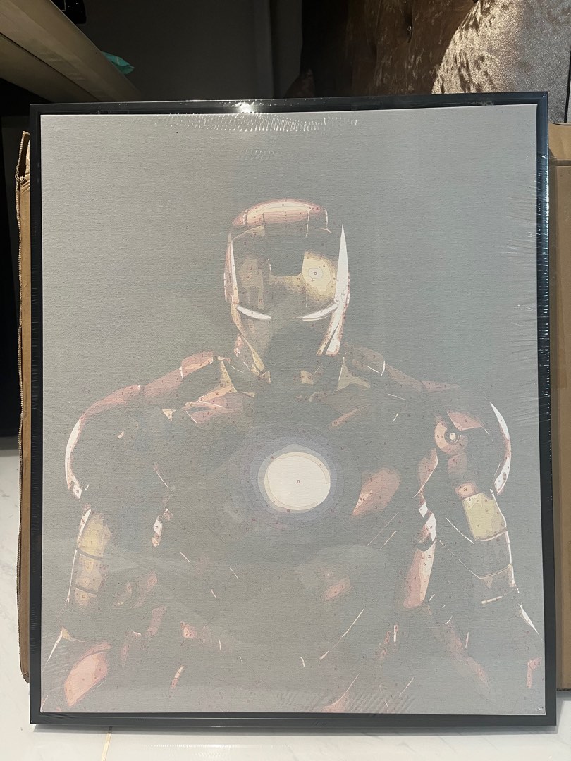 Iron Man Random Frame DIY Iron Man oil painting with frame, Furniture & Home Living, Home ...