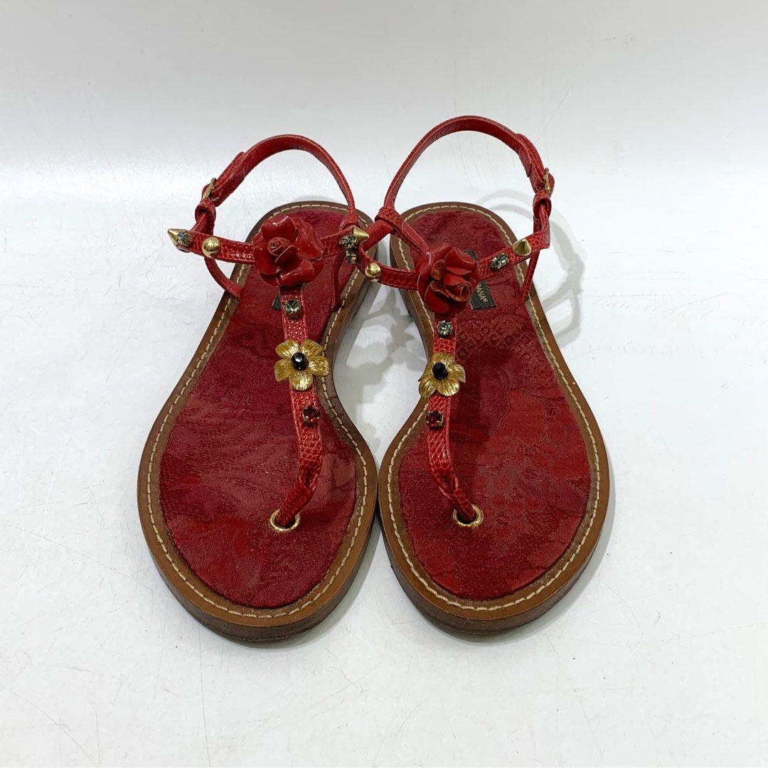 DOLCE GABBANA RED ROSE SANDALS 227036054 Women s Fashion