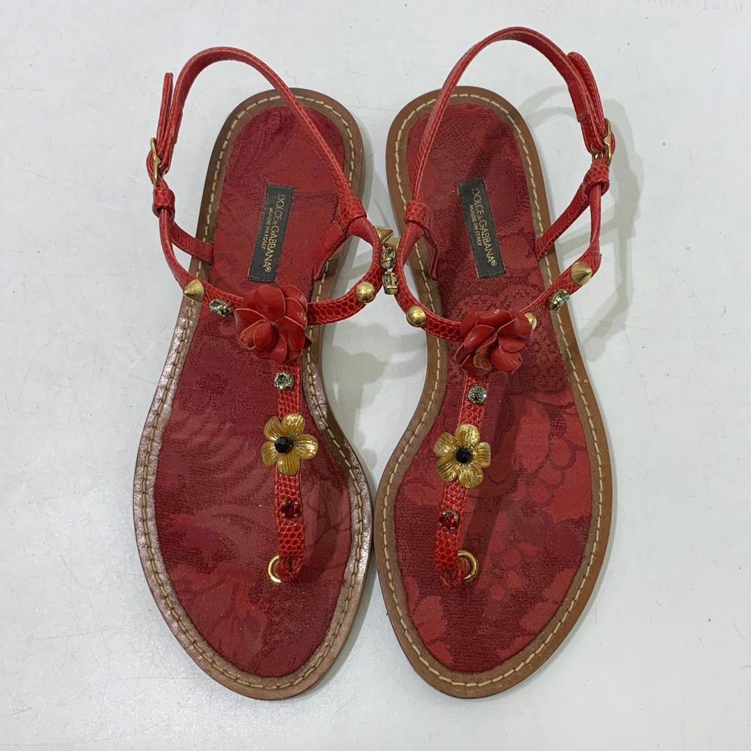 DOLCE GABBANA RED ROSE SANDALS 227036054 Women s Fashion