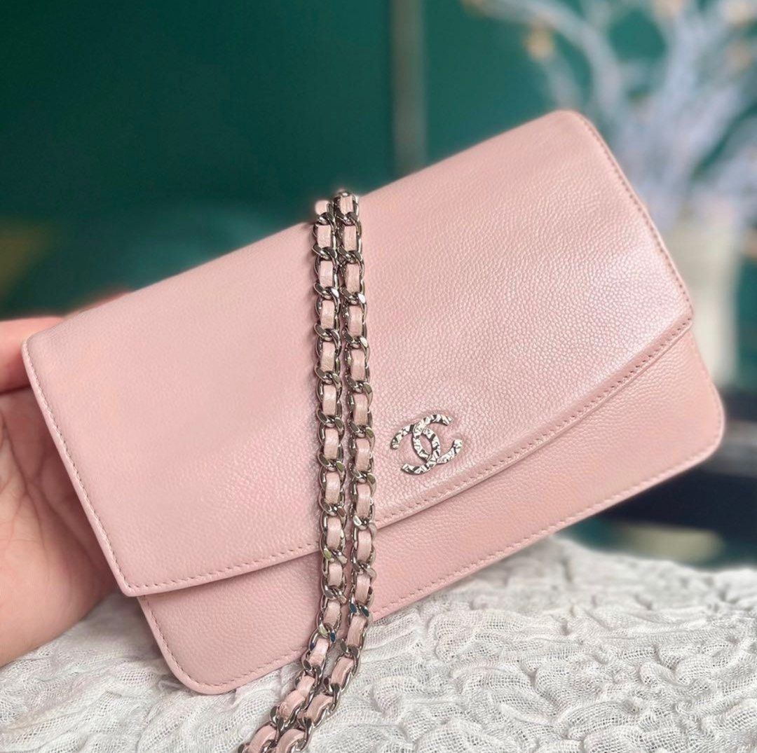 FLASH SALE!!! The Authentic Chanel Pink Pearl Caviar Leather Sevruga Wallet  on Chain (WOC), Luxury, Bags & Wallets on Carousell