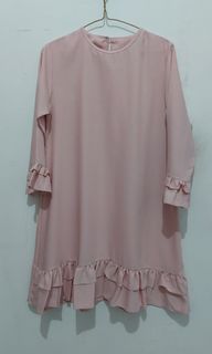 100K for 3PCS FREE ONGKIR - Tunik Blouse Mididress Pink Ruffle